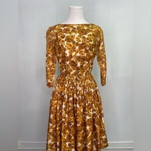 Vintage 1950’s Golden Rose Tea Dress garden party formal